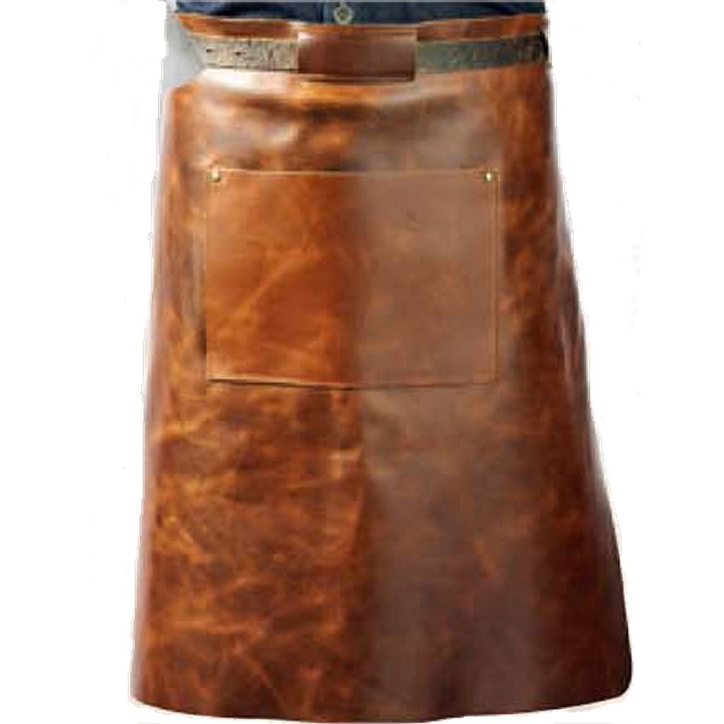 Vitello Leder -Grillschürze mit Tasche 60 cm lang schwarz