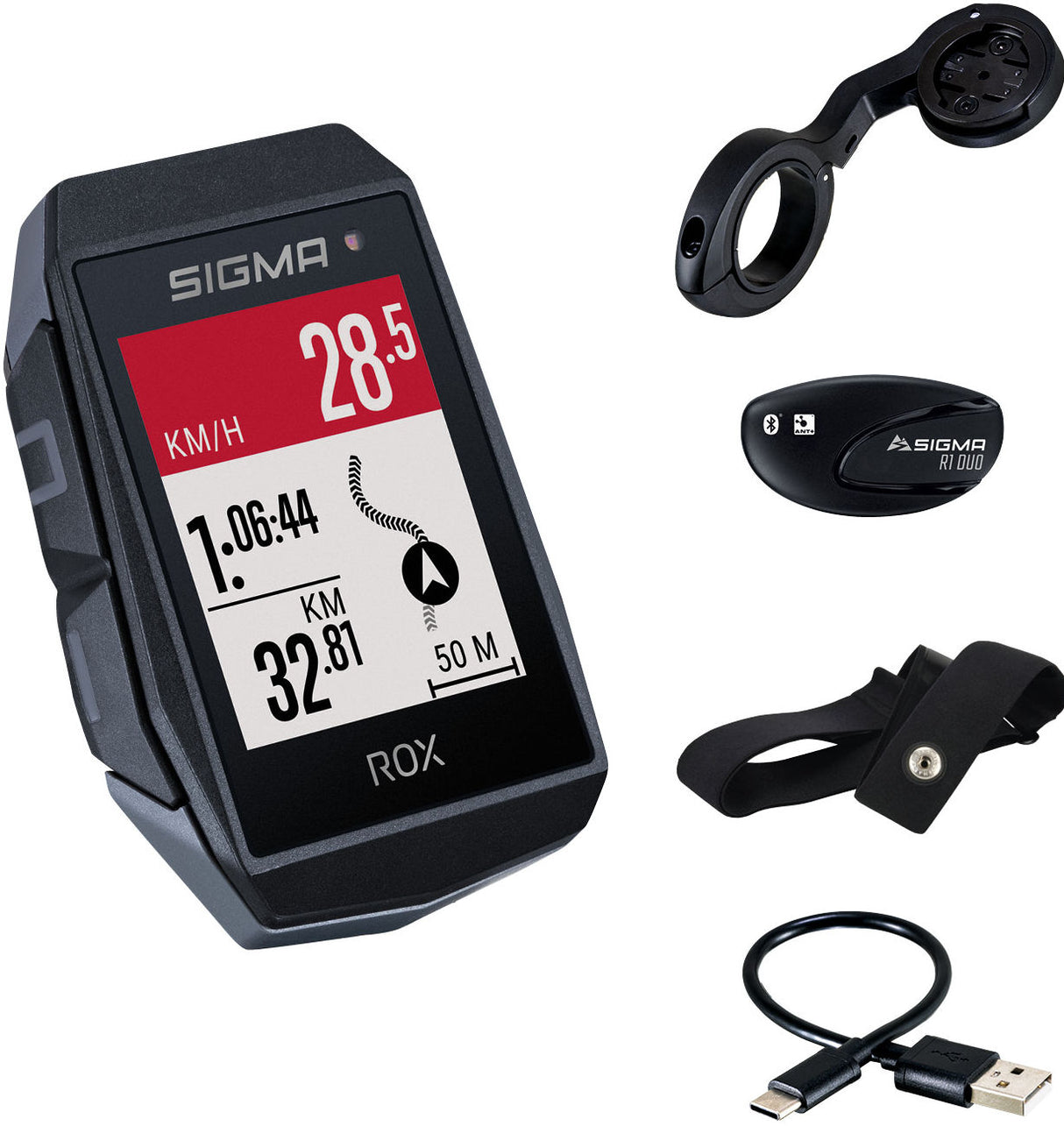 Sigma rox 11.1 evo gps hr set zw zw short butler+ant+ ble chestr+usb-c
