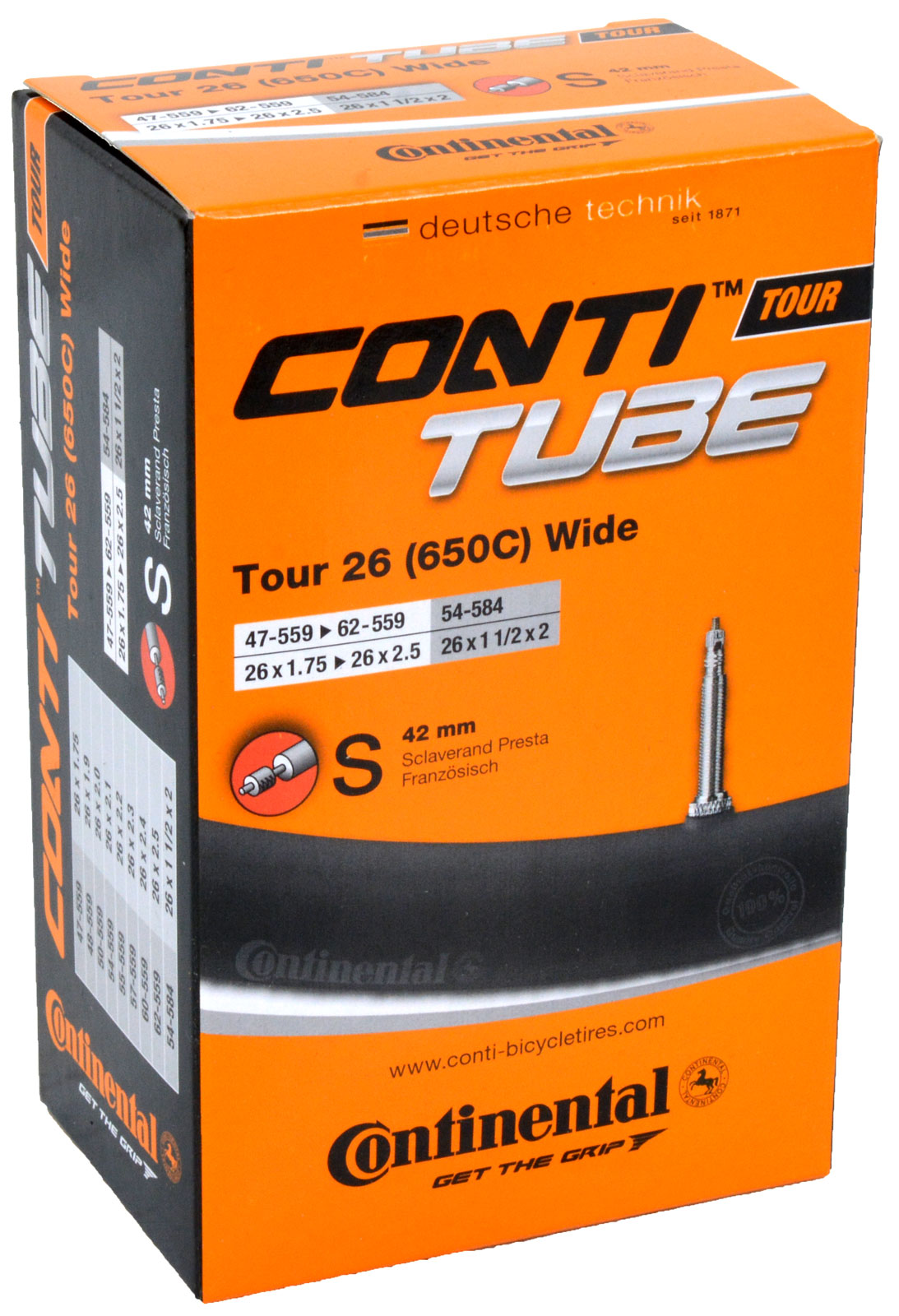 Tubo interno Continental SV13 tour 26 polegadas 47 62-559 SV42mm