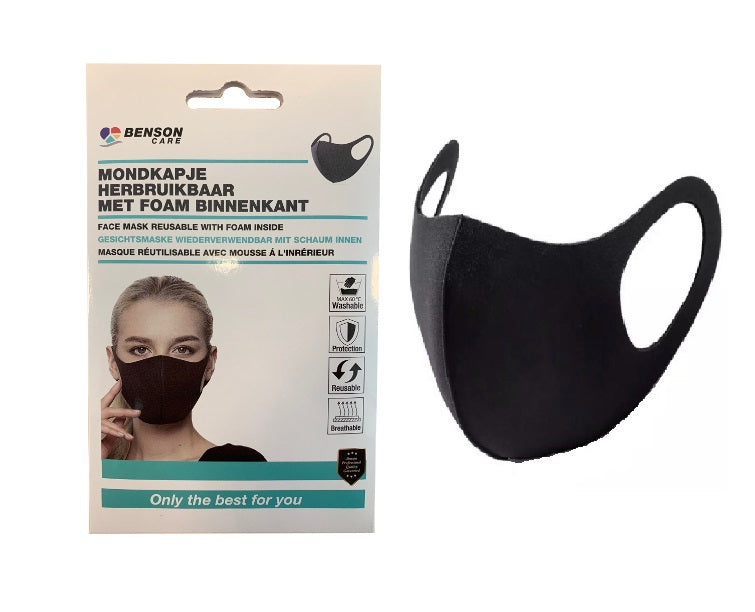 Mundnæsemaske genanvendelig sort mode
