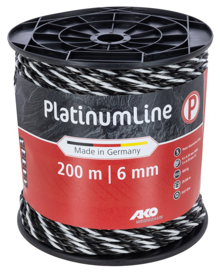 Ako producten platinumline afrasteringskoord 6mm 200m witzwart