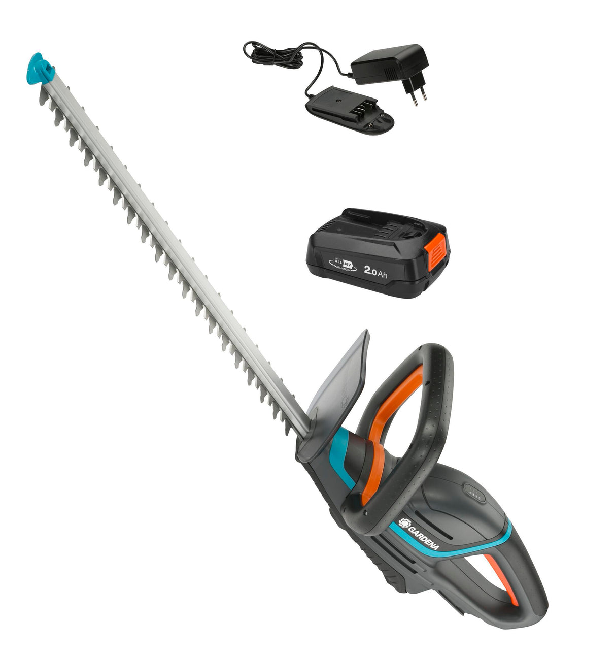 Gardena Cordless Hedge Trimmer ComfortCut 50/18V P4A Set (grey turquoise, 14730-20, battery included)