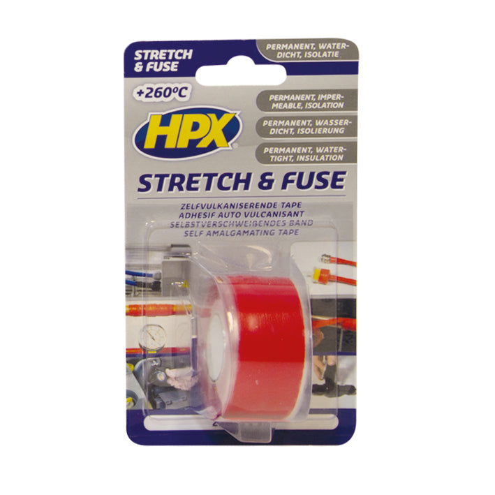 Hpx producten stretchfuse reparatietape silicone rood 25mm x 3m
