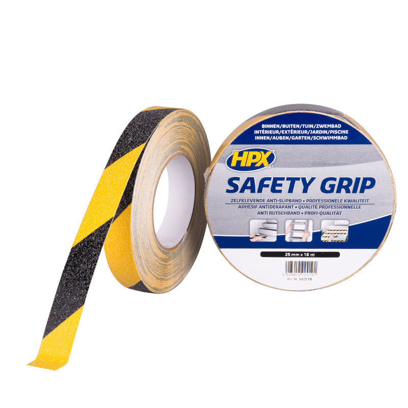 Hpx producten anti slip tape geelzwart 25mm x 5m