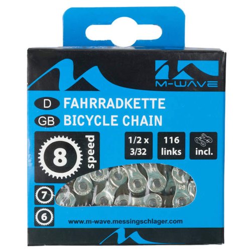 M-Wave Chain 1 2 x 3 32 inch 116 links 6 7 8S silver