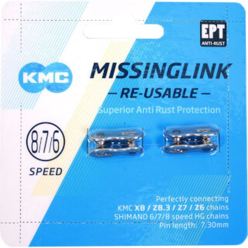 Kmc vermësst 7 8r ept Vëlo-Lock 7.3mm Sëlwer
