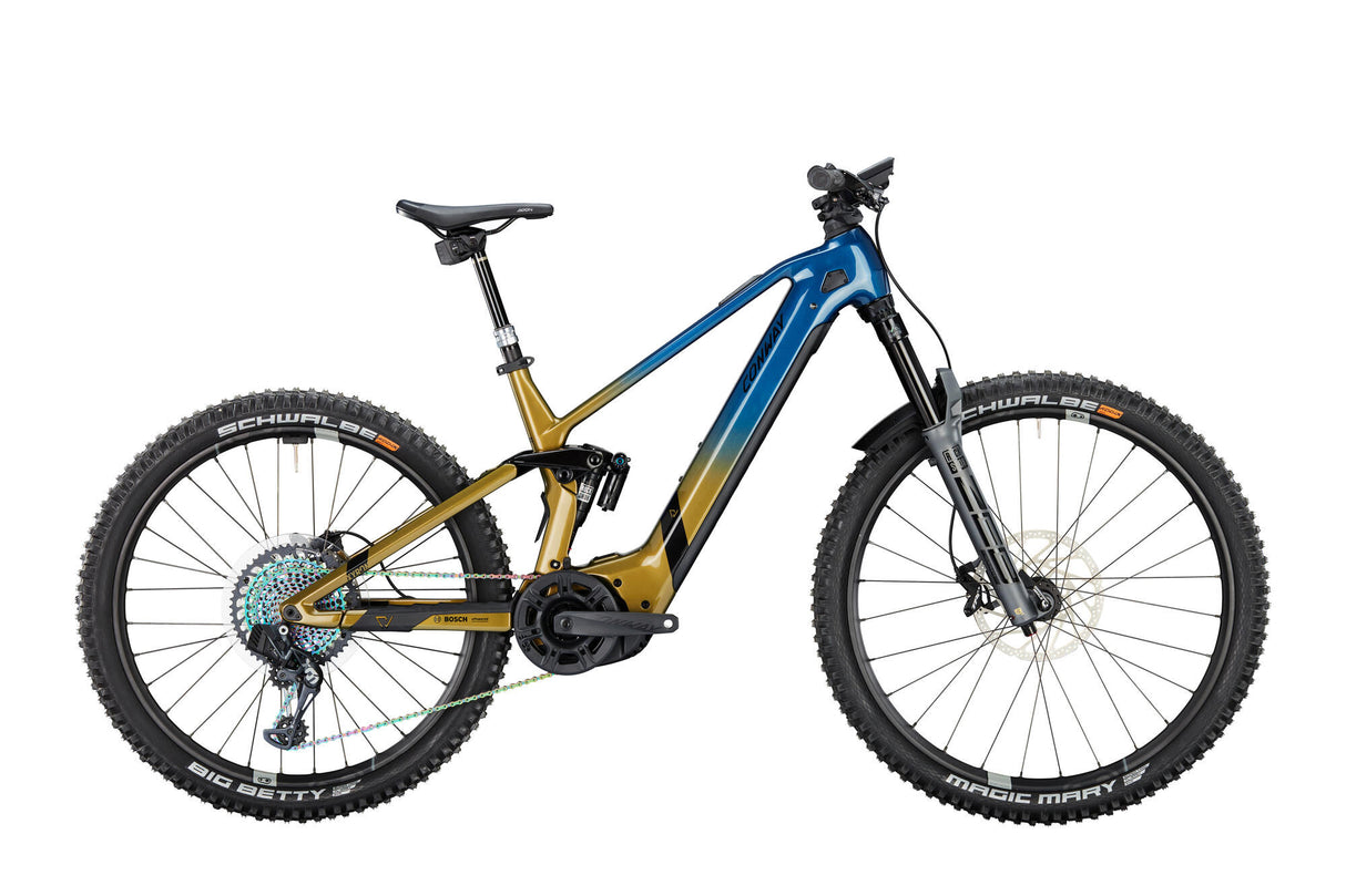 Conway elektrische mtb full-suspension xyron s 9.9 mx carbon mod. 23 ebike conw. xyron s 9.9 29 40 full sus. blue br.