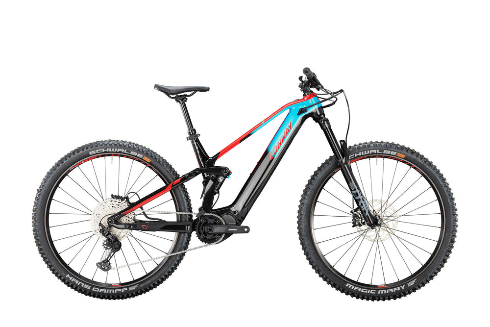 Conway elektrische mtb full-suspension ewme 4.9 mod. 24 ebike conw.ewme 4.9 29 41 full sus. 12sp turq. red