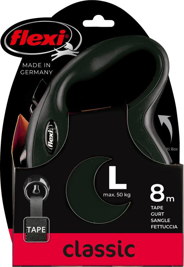 Flexi retractable Linn klassesch Band schwaarz