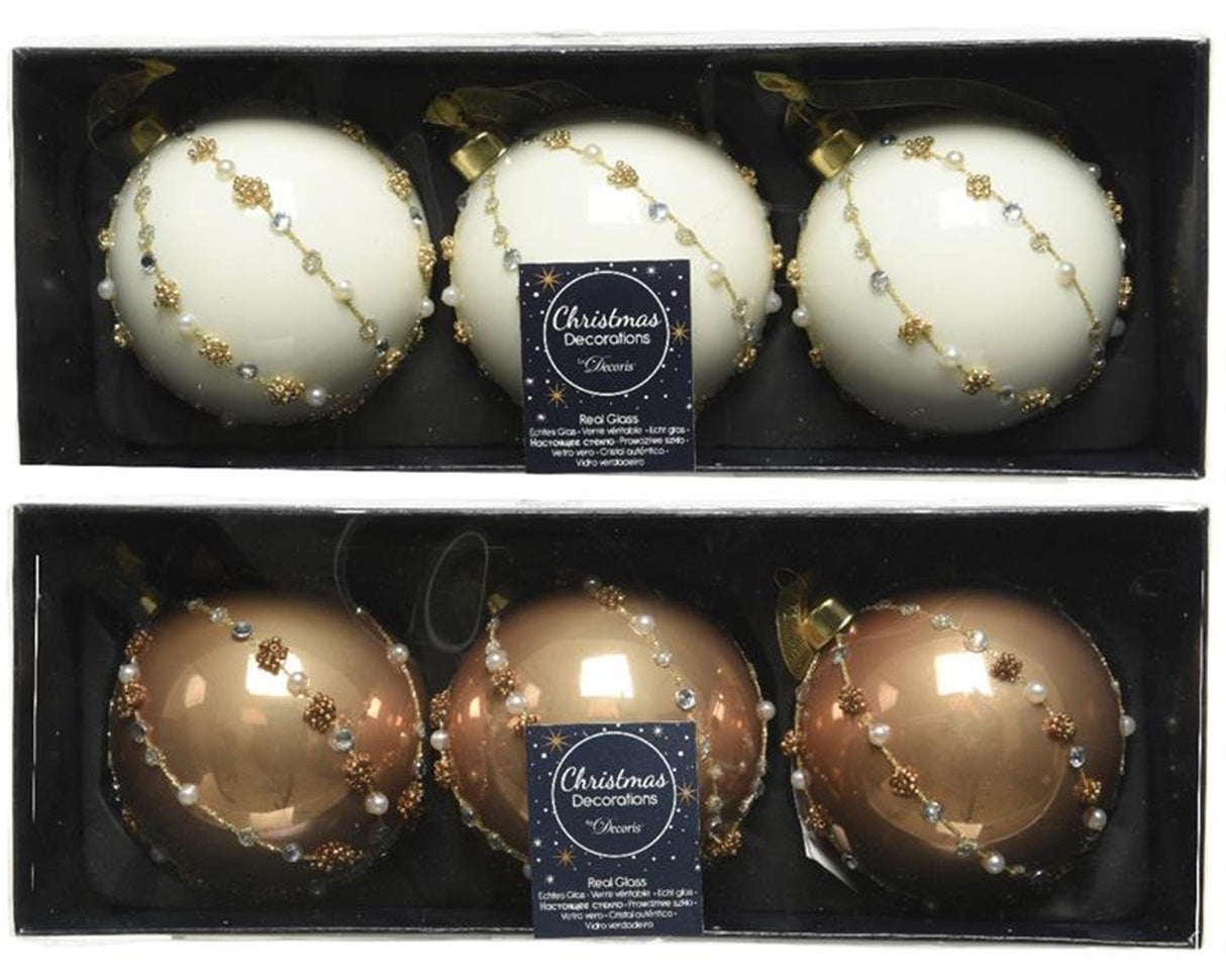 Decoris kerstballenset glas a 3 stuks camel 8cm