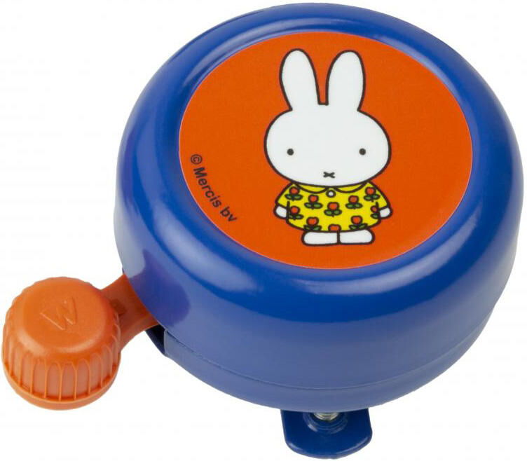 Breet Kinderel Miffy mat Blummen Kleed blo op der Kaart