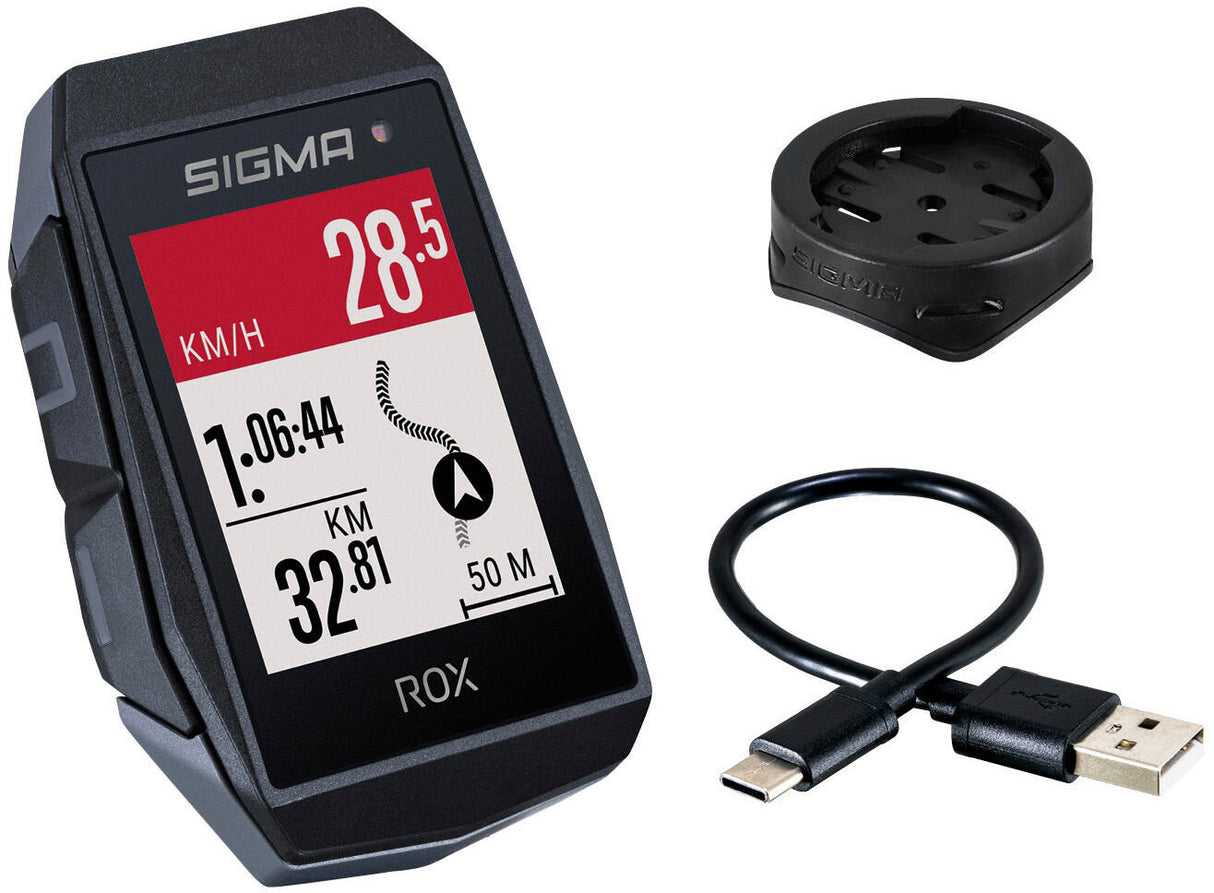 Sigma rox 11.1 evo gps zw zw standaard stuurhouder + usb-c oplaadkabel