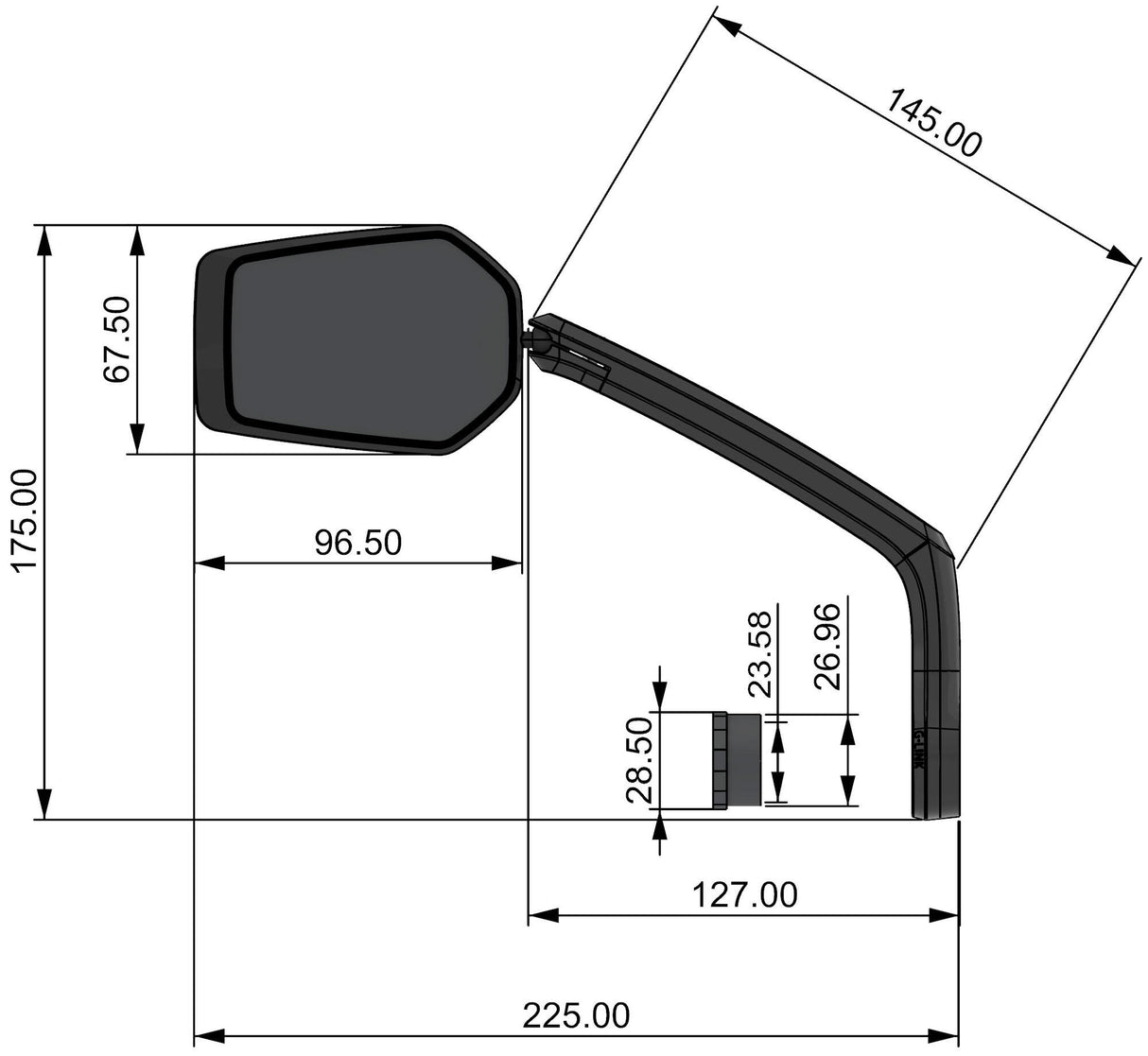 Contec achteruitkijkspiegel e-view evo gl