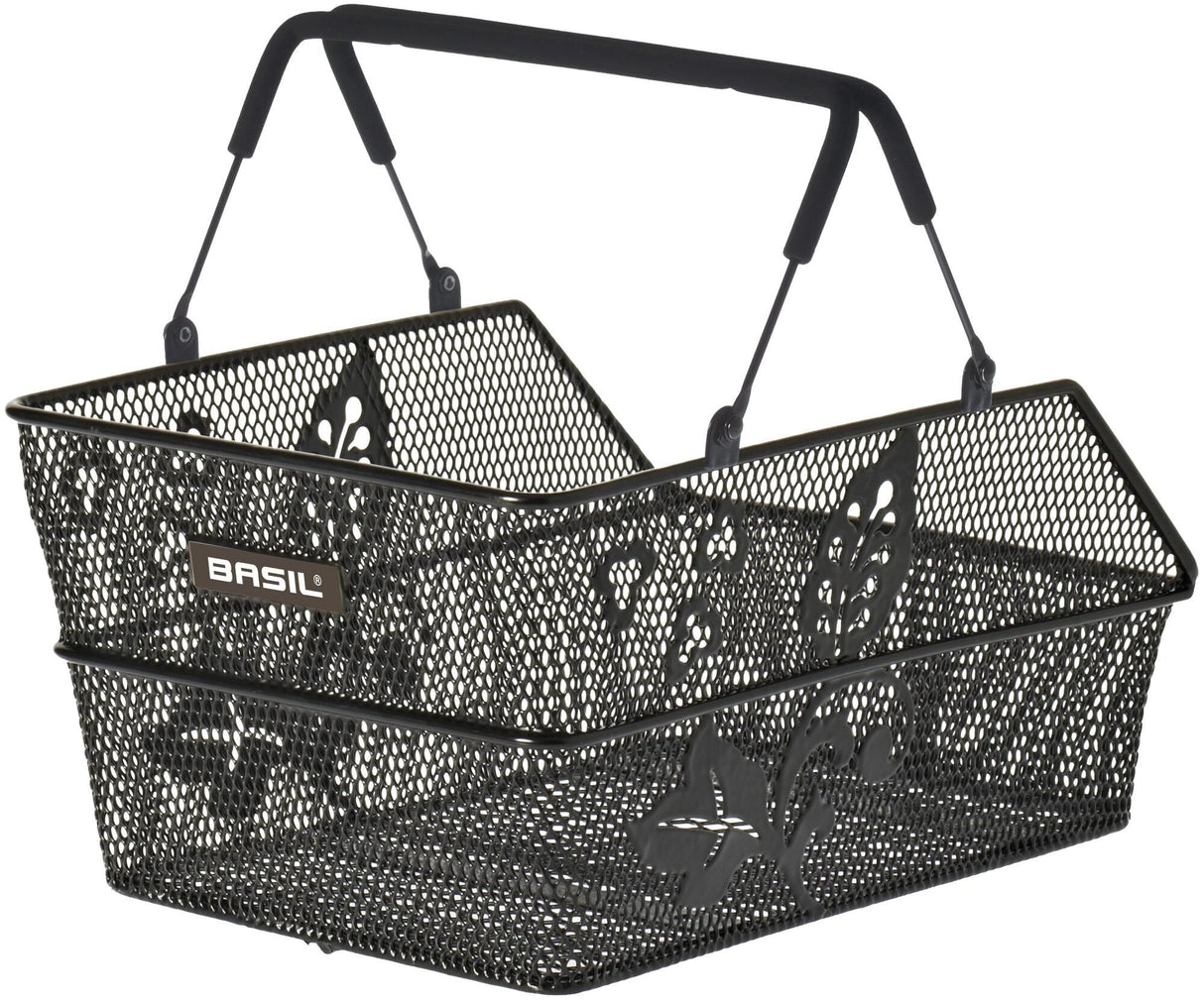 Basil Cento S Flower Multi - Bicycle basket - On the back - Small - Black