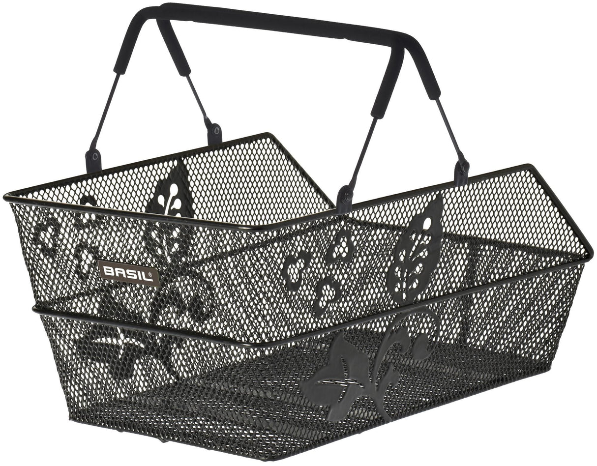 Basil Cento Flower Multi - Bicycle basket - On the back - Black