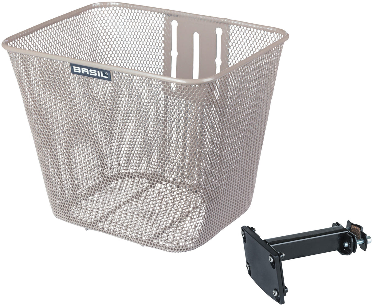 Basilic Bicycle Basket Bilbao s fiksno pritrditvijo 26 x 22 x 27 cm - gola kovinska