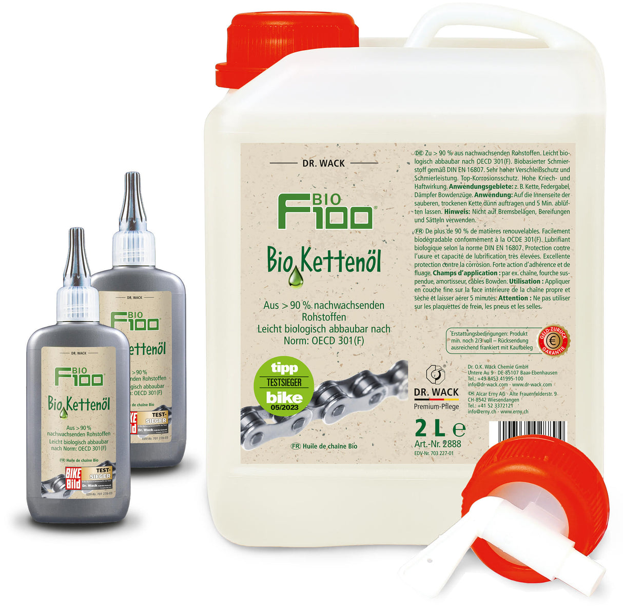 Dr. wack f100 bio kettingolie chain oil dr.wack 2l bio 2 l canister
