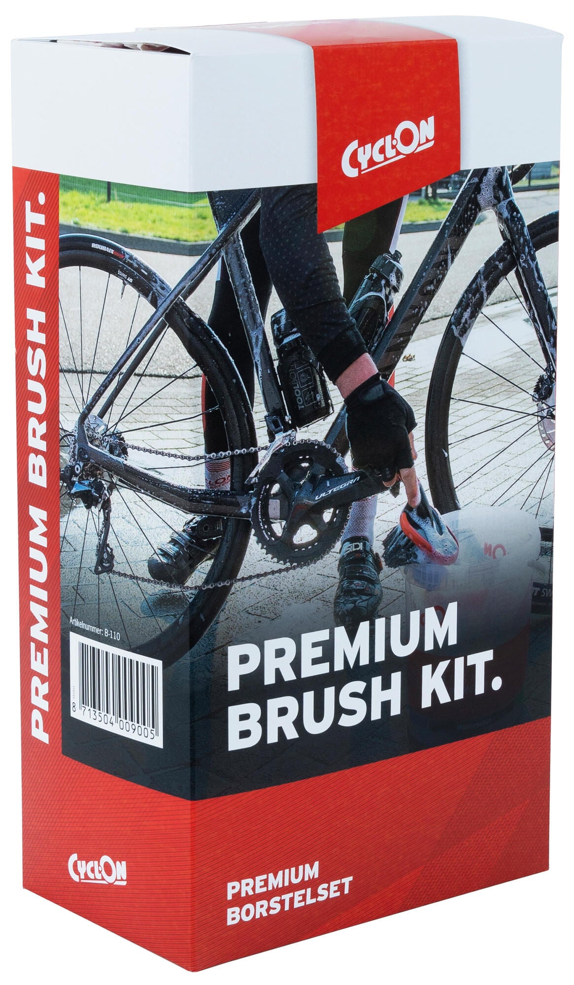 Cyclon brush set for bicycle cleaning in bag