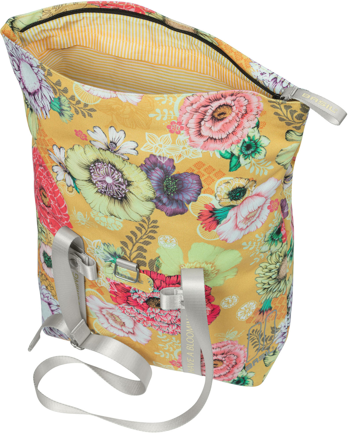 Basil Bloom Field Bicycle Shopper, gul, resirkulert hette, vanntett, justerbar skulderstropp