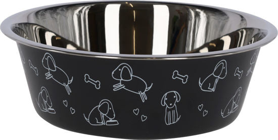 Voederbak rvs zwart met motief 4000ml