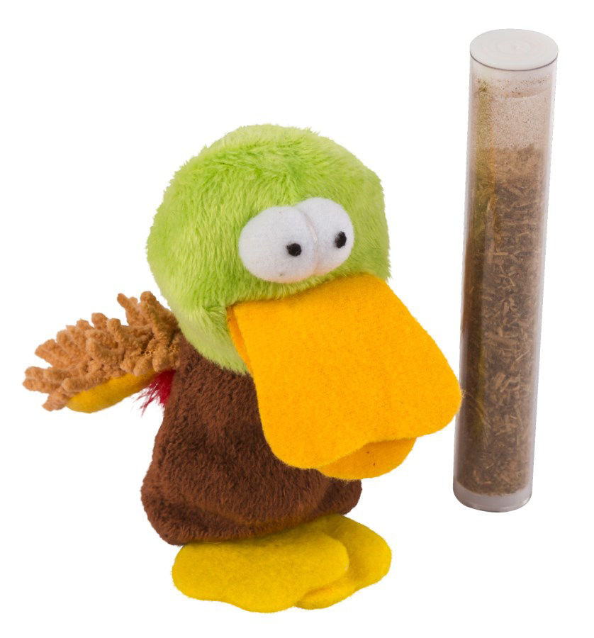 Poezenspeelgoed eend met cat nip in de tube 9cm