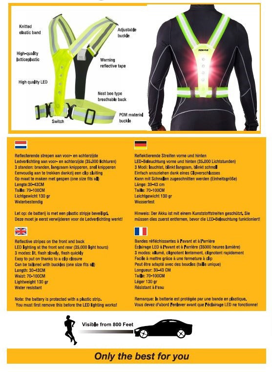 LED futás biztonsági mellény,