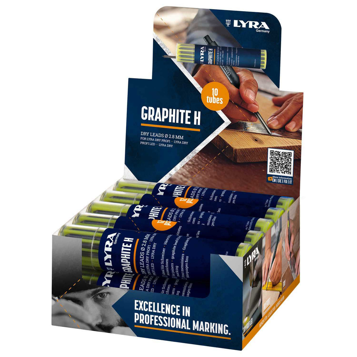 Lyra producten dry profi markeerpotlood navulling 12 stuks 28mm