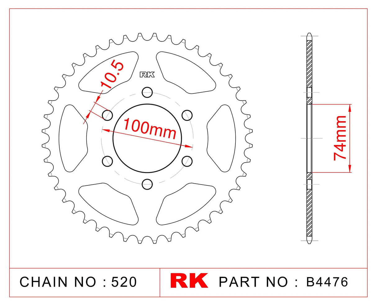 Roda de corrente Rk 520 46z aço prata