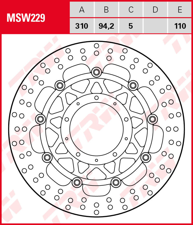 Trw remschijf msw229 van rotor msw229 floating