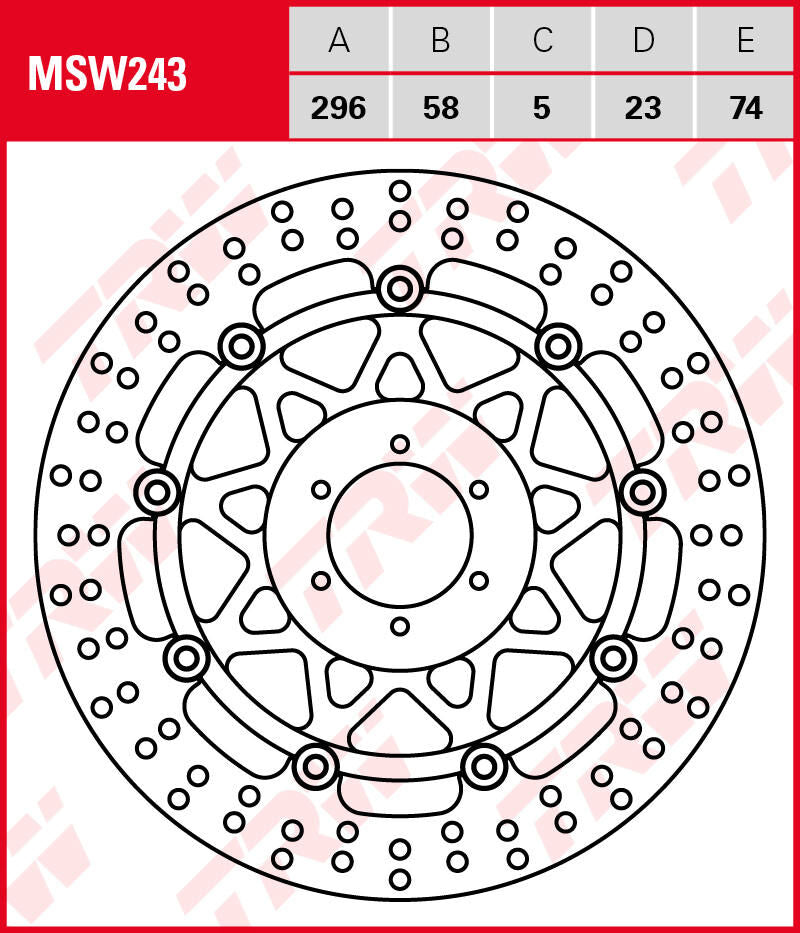 Trw remschijf msw243 van rotor msw243 floating