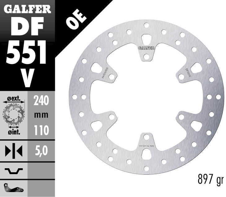 Galfer brake disc df551 rotor df551 type v rigid