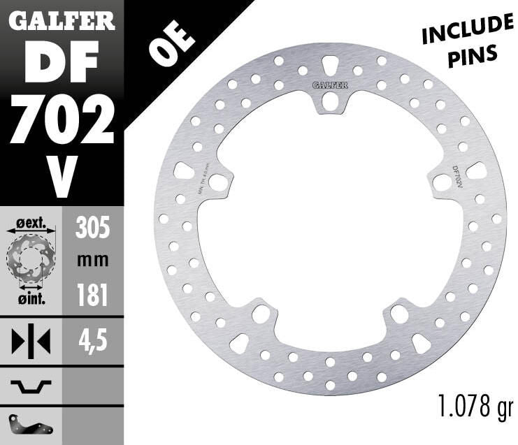 Galfer brake disc df702 rotor df702 type v rigid