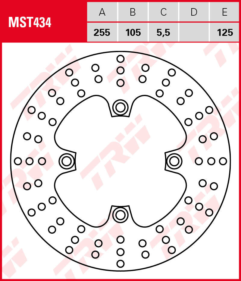 Trw remschijf mst434 van rotor mst434 rigid