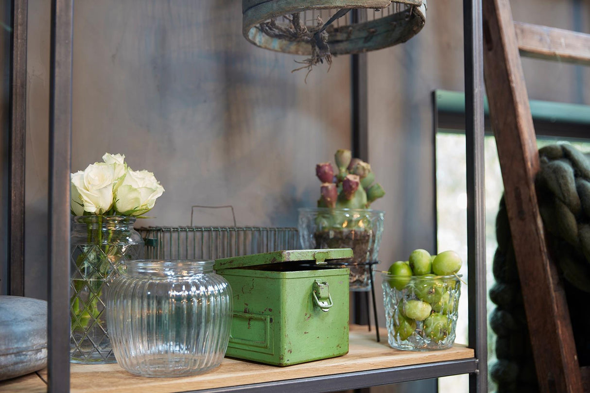 Hakbijl glass brussel vaas glas met motief ø10xh18cm