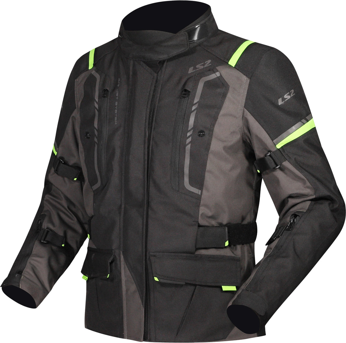 Ls2 jas narvik jacket narvik ladies black grey neon yellow m