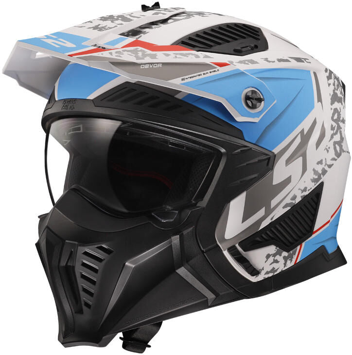 Ls2 modulaire helm of606 drifter devor helmet of606 drtifer devor xl white blue matt
