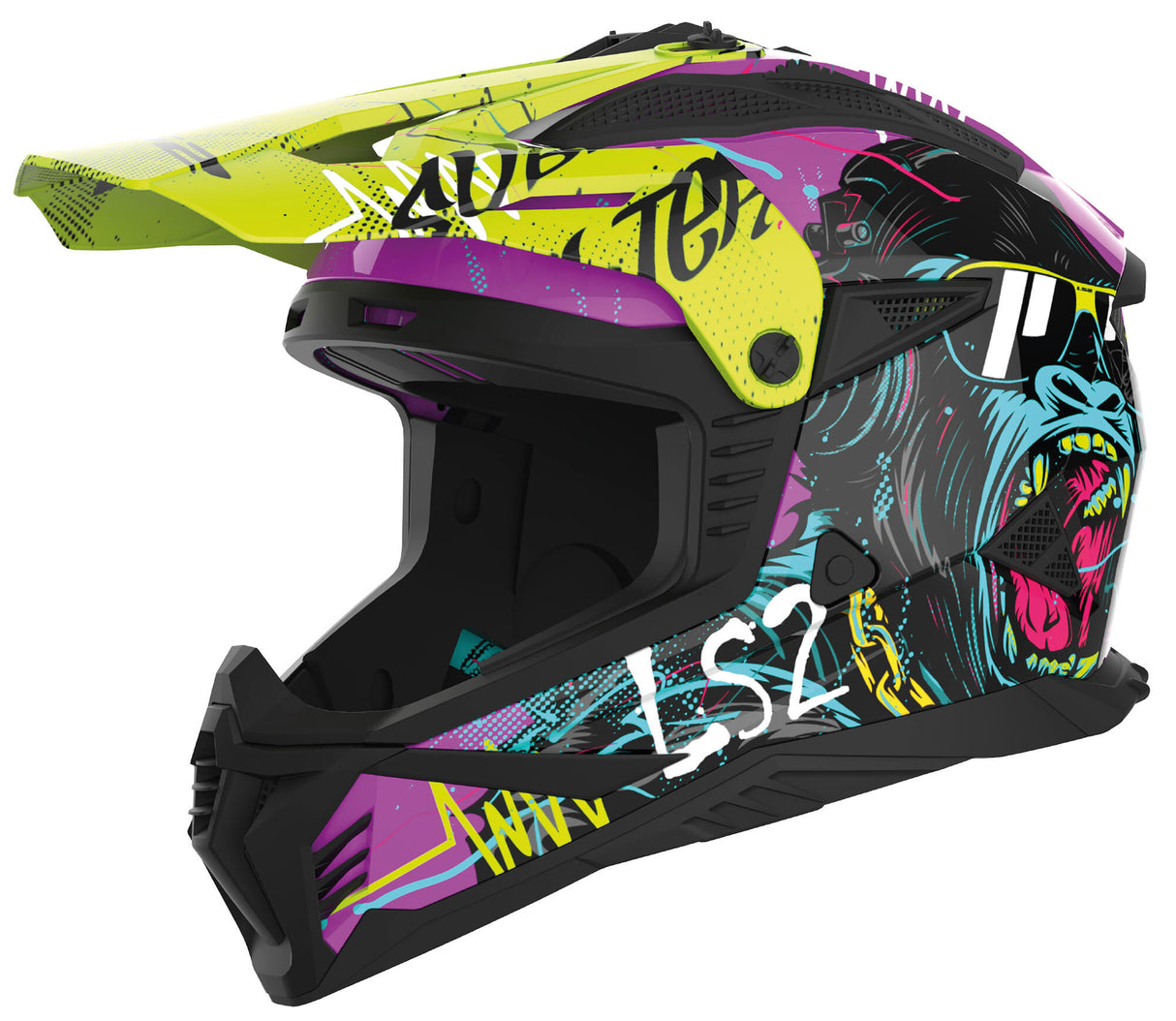 Ls2 motocross helmet mx708 fast ii gorilla. helmet mx708 fast ii gorilla m viol. yel.