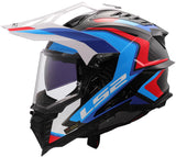 Ls2 endurohelm mx701 explorer carbon frontier ii , inwendig zonnevizier, uitneembaar, wasbaar, hypoallergeen en ademend, verstevigde kinriem, rescue wangkussentjes, dubbele d-voering helmet mx701 expl. car.fr.ii l wh blue bl