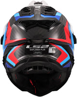 Ls2 endurohelm mx701 explorer carbon frontier ii , inwendig zonnevizier, uitneembaar, wasbaar, hypoallergeen en ademend, verstevigde kinriem, rescue wangkussentjes, dubbele d-voering helmet mx701 expl. car.fr.ii l wh blue bl