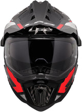 Ls2 endurohelm mx701 explorer carbon frontier ii , inwendig zonnevizier, uitneembaar, wasbaar, hypoallergeen en ademend, verstevigde kinriem, rescue wangkussentjes, dubbele d-voering helmet mx701 expl. car.fr.ii xl red black