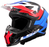 Ls2 crosshelm mx703 x-force galuo , ademend en hypoallergeen. helmet x-force galuo white red blue gr. m