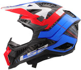 Ls2 crosshelm mx703 x-force galuo , ademend en hypoallergeen. helmet x-force galuo white red blue gr. l