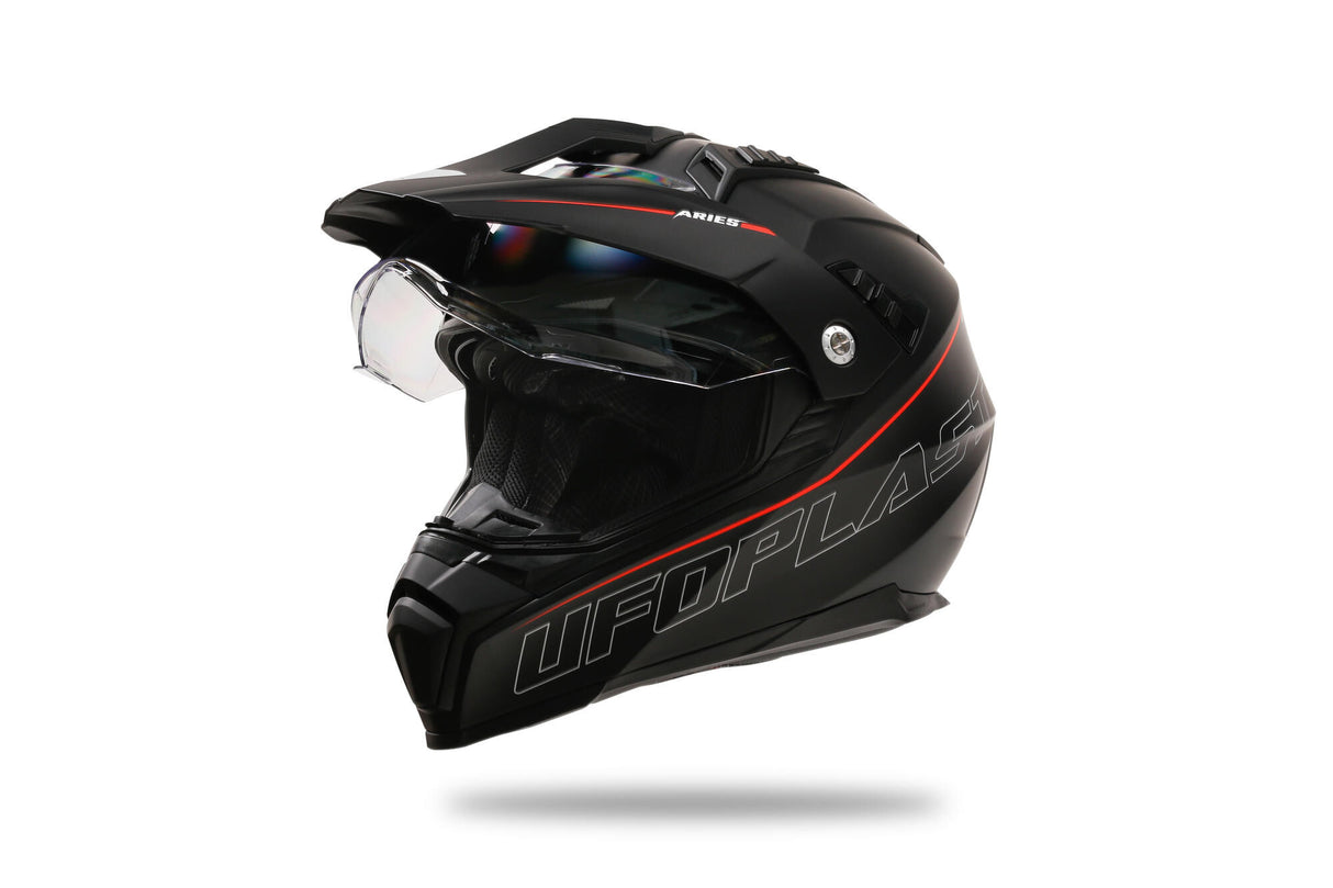 Ufo plast endurohelm ariëns helmet aries l black red