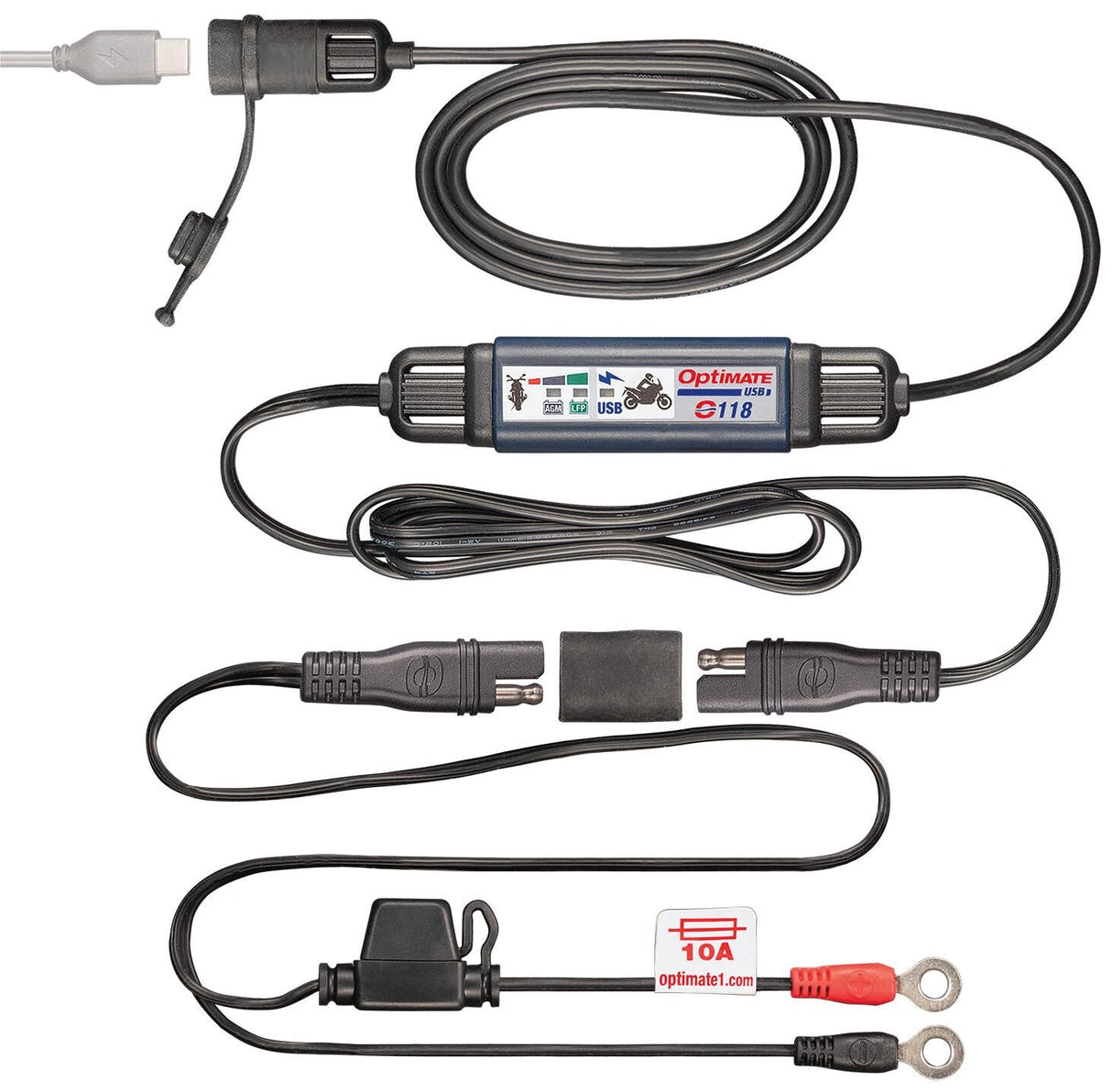 Tecmate usb-laadapparaat optimate o-118 usb-c charger optimate m. sae connection 200cm