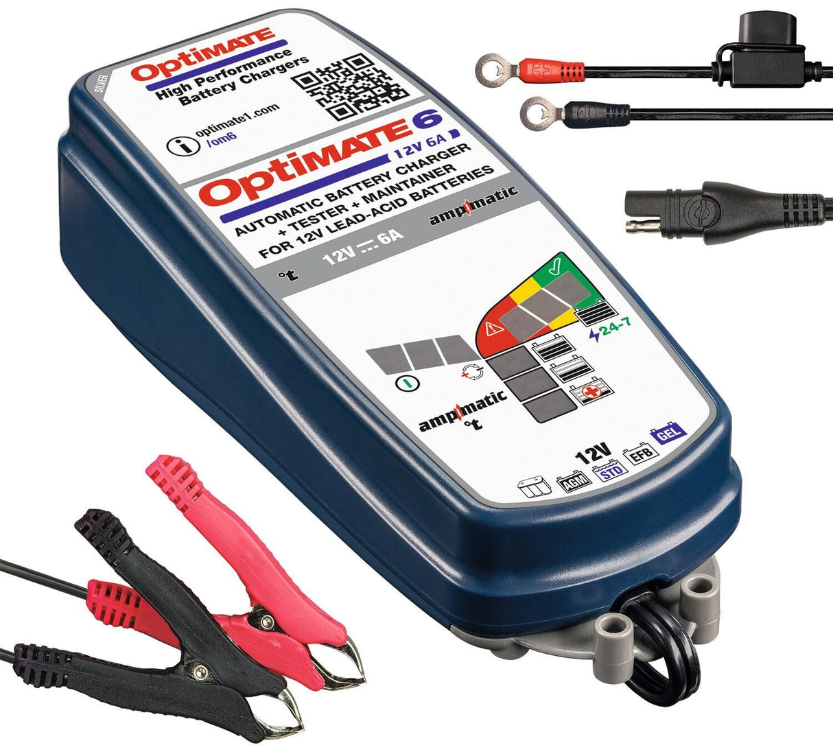 Tecmate acculader optimate 6 ampmatic 6a van optimate 6 charger ampmatic 6a