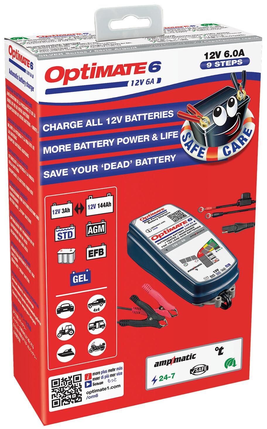 Tecmate acculader optimate 6 ampmatic 6a van optimate 6 charger ampmatic 6a
