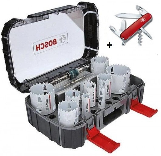 Bosch accessoires 14-delige gatzagenset | power-change | hout en metaal | 20 - 76 mm | + victorinox mes - 061599760l