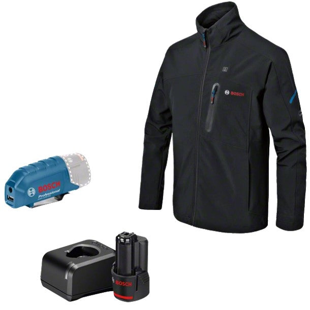 Bosch blauw ghj 12 + 18v xa | verwarmde jas 3xl | 1 x 2.0 ah accu + oplader 06188000g2
