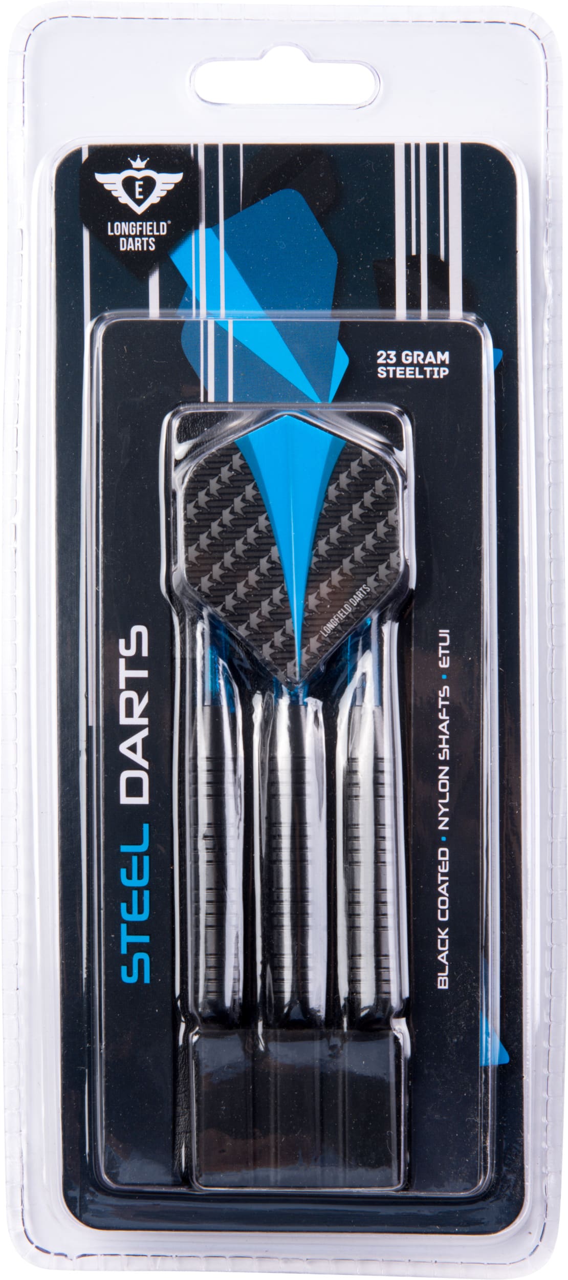 Longfield Darts Steeltip Dartspijl Set 23 Gramm Black Blue 3 Stück
