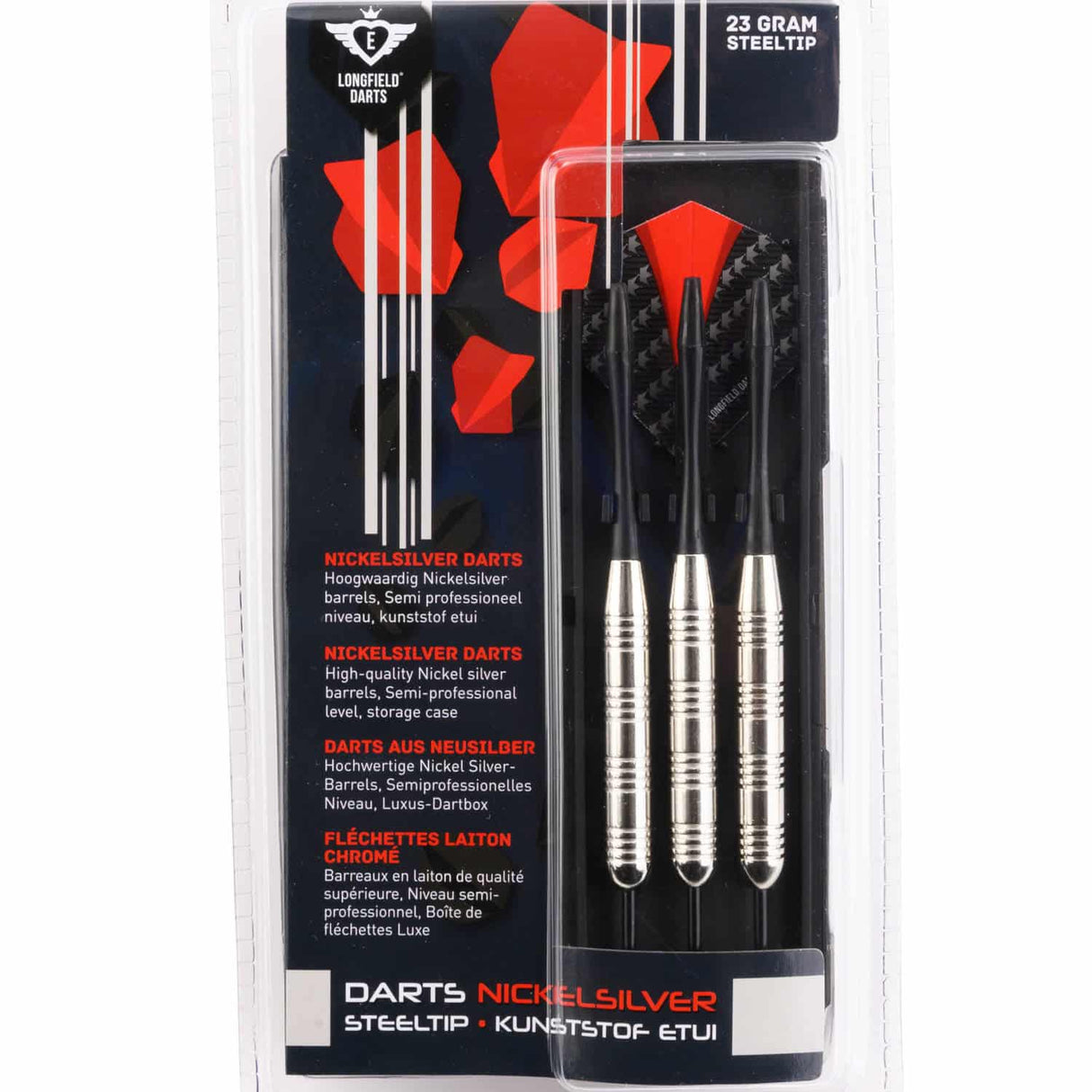 Engelhart Longfield Darts Nickelsilver Dartpijlen 23 Gramm mit Deckung